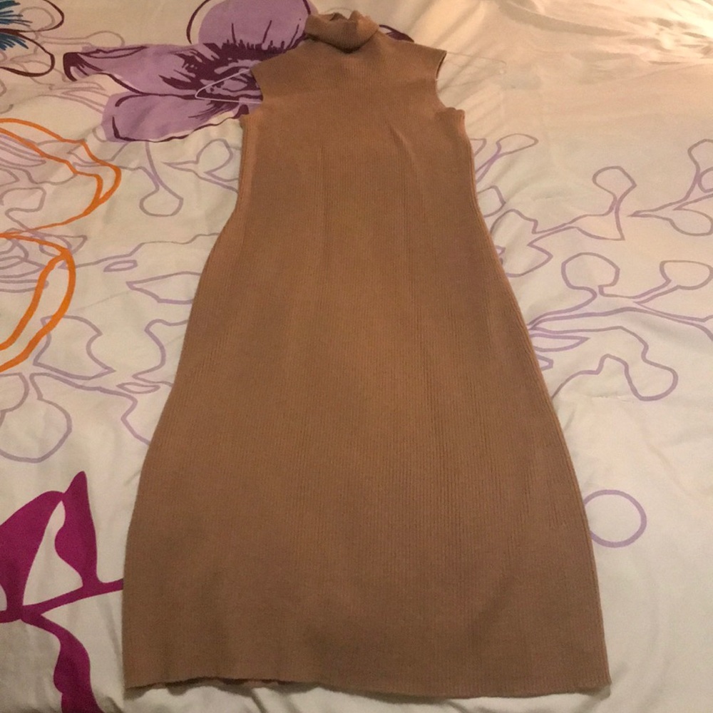 Turtle neck caramel dress